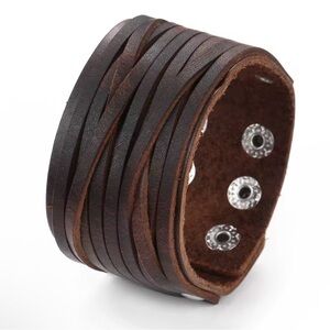 Vintage Brown Wife Leather Men's Bracelet 9.5”